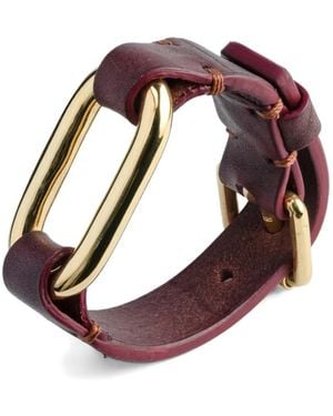 Parts Of 4 Link Gauntlet Buckle-Fastening Leather Bracelet - Pink