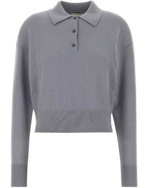 Calvin Klein Kasjmier Poloshirt Met Geribbelde Cuffs - Grijs
