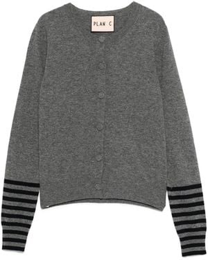 Plan C Cardigan Mit Streifendetail - Grau
