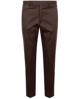 PT Torino Pantalon Droit En Coton Mélangé - Marron
