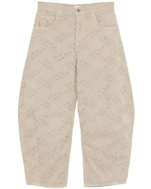 Liu Jo Logo Detail Floral Pants - White