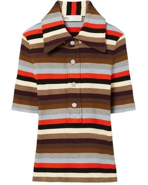 Tory Burch Polo A Righe - Rosso