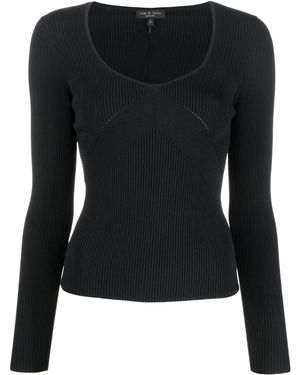 Rag & Bone Langarmshirt Mit U-Ausschnitt - Schwarz
