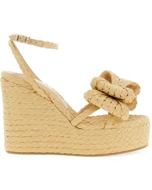 Mach & Mach Cadeau Bow Raffia Sandals - Natural