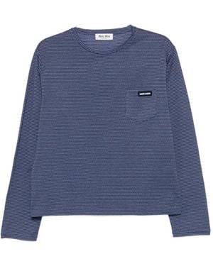 Miu Miu Camiseta Con Bolsillo En El Pecho - Azul