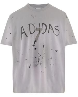 Song For The Mute X Adidas 007 Logo-Print Paint-Splatter T-Shirt - Grey