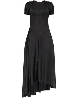 Victoria Beckham Robe Mi-Longue À Ourlet Asymétrique - Black