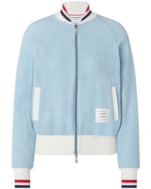 Thom Browne Cotton Tweed Rwb Cuff Bomber Jacket - Blue