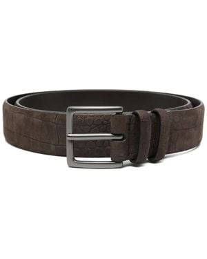 Orciani Crocodile-Embossed Leather Belt - Gray
