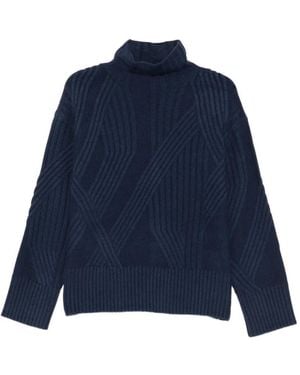 JOSEPH Ribbed-Knit High-Neck Sweater - Blue