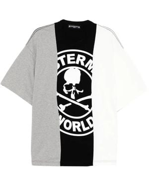 MASTERMIND WORLD Colorblock Skull Graphic T-Shirt - Black