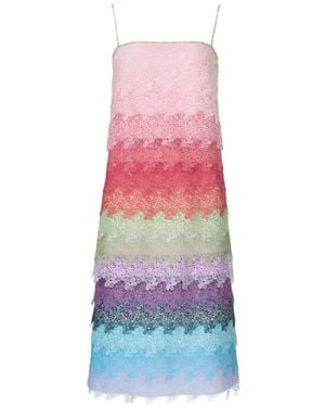Costarellos Rinna Tiered Lace Midi Dress - White