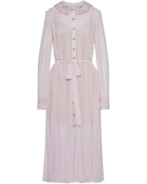 Self-Portrait Pleated Georgette Midi Dress - Pink