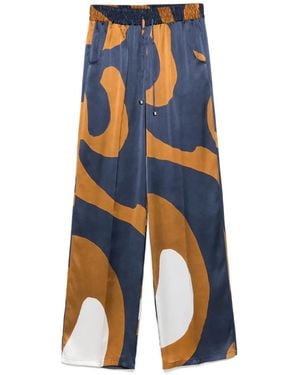 Kiton Abstract-Print Trousers - Blue