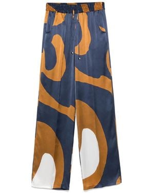 Kiton Abstract-Print Pants - Blue