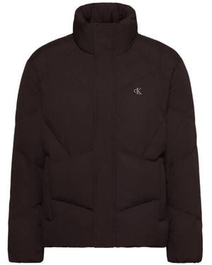Calvin Klein Quilted Logo-Embroidered Puffer Jacket - Brown