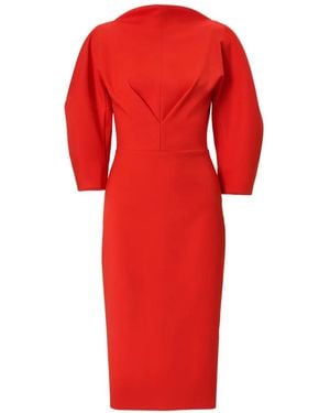 Carolina Herrera Draped-Neck Bow-Detailed Midi Dress - Red