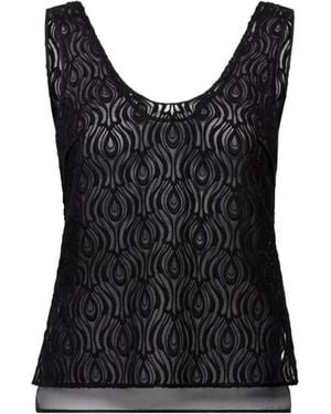 Another Tomorrow Embroidered Silk Organza Top - Black