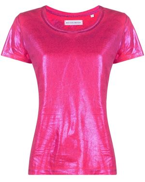 Madison Maison Short-Sleve Lamé T-Shirt - Pink