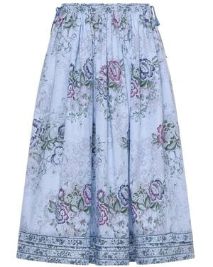 Pierre Louis Mascia Rhi Floral-Print A-Line Midi Skirt - Blue
