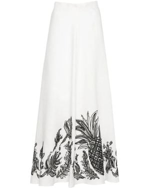Dorothee Schumacher Pineapple-Embroidery A-Line Linen Skirt - White