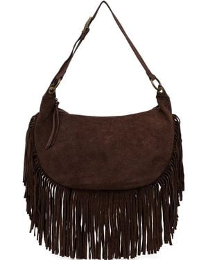 ViCOLO Fringe-Trim Suede Shoulder Bag - Brown