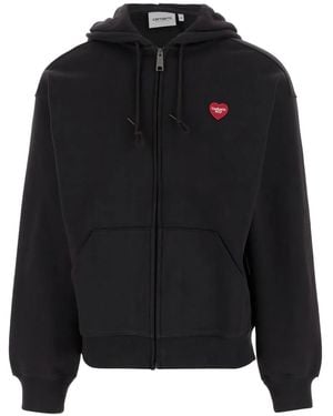 Carhartt Heart-Logo Zip-Up Hoodie - Black