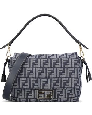 Fendi Mamma Baguette Tessuto Ff - Blue