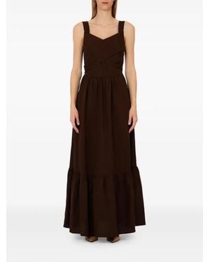 Liu Jo Long Linen-Blend Dress - Brown