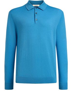 12 STOREEZ Knitted Polo Shirt - Blue