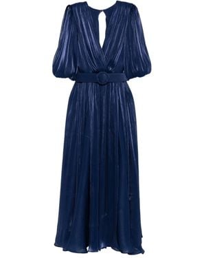 Costarellos Robe Mi-Longue Plissée Mira À Taille Ceinturée - Bleu