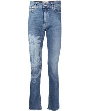 Iceberg Watermark-Print Detail Jeans - Blue