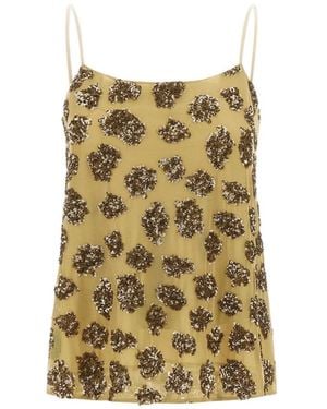 Herno Top De Tirantes Con Lentejuelas Y Motivo De Leopardo - Neutro