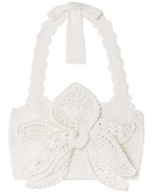 Oscar de la Renta Gehäkeltes Oberteil mit Schleife - Weiß