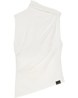 Courreges Draped High Neck Top - White