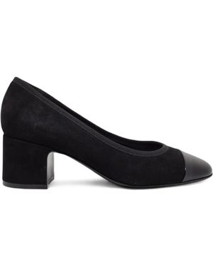 Casadei Cap-Toe Block-Heel Court Shoes - Black