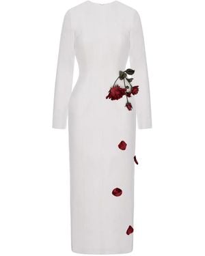 Cristina Savulescu The Promised Floral-Appliqué Midi Dress - White