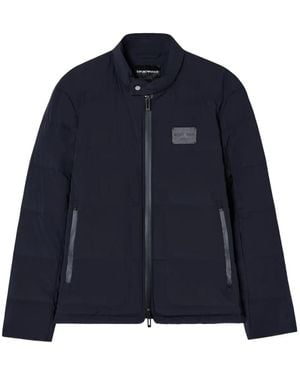 Emporio Armani Padded Logo Patch Jacket - Blue