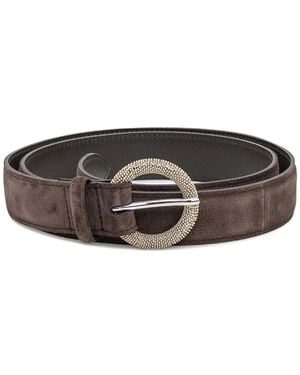 Orciani Beaded-buckle Suede Belt - グレー