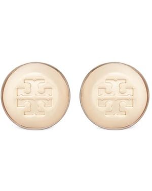 Tory Burch Logo-Engraved Stud Earrings - Natural