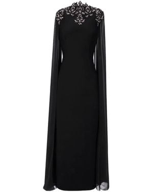 Gemy Maalouf Embellished High-Collar Midi Dress - Black
