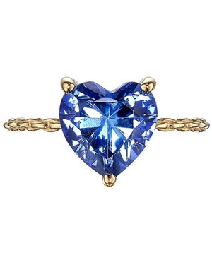 Anabela Chan Anillo Heart Mini En Oro Amarillo De 9 Ct Con Zafiro - Azul
