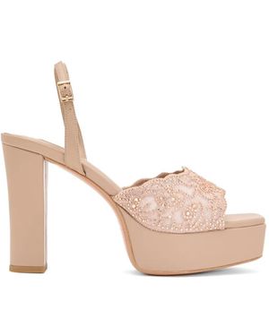 Nicoli Lace Embellishment Platform Sandals - Pink