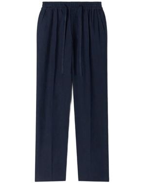 Sandro Straight-Leg Linen Trousers - Blue