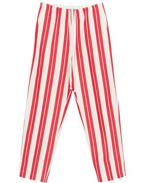 forte_forte Striped Drawstring-Fastening Trousers - Red