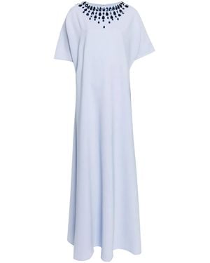 Jean Louis Sabaji Crystal-Embellished Crepe Maxi Dress - Blue