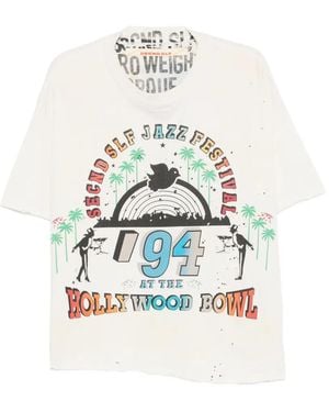 Secnd Slf Graphic-Print Distressed T-Shirt - White