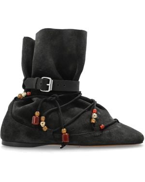 Isabel Marant Letiz Beaded Lace-Up Boots - Black