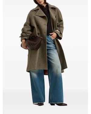 Golden Goose Check-Pattern Double-Breasted Wool Coat - Brown