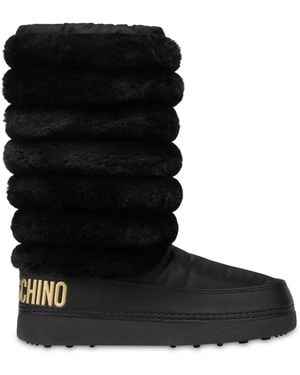 Love Moschino チャンキー エコファーブーツ - ブラック